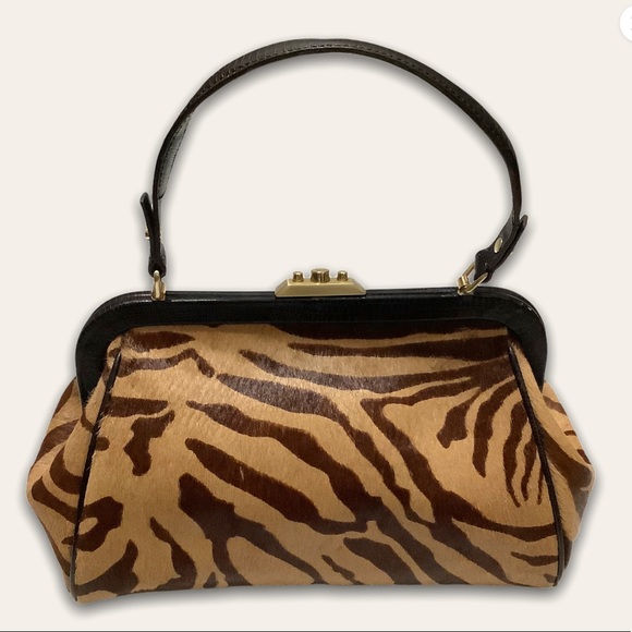 SOLD ⭐️ANN TAYLOR Animal Print Doctor Style Bag - Picture 2 of 11